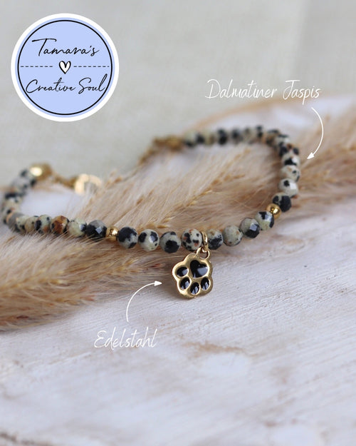 Bracelet Jaspe Dalmatien - Doré