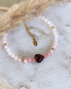 Bracelet Cœur en Opale Rose