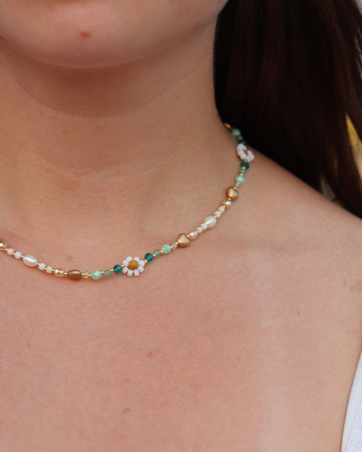 Flower Necklace - Orange / Yellow