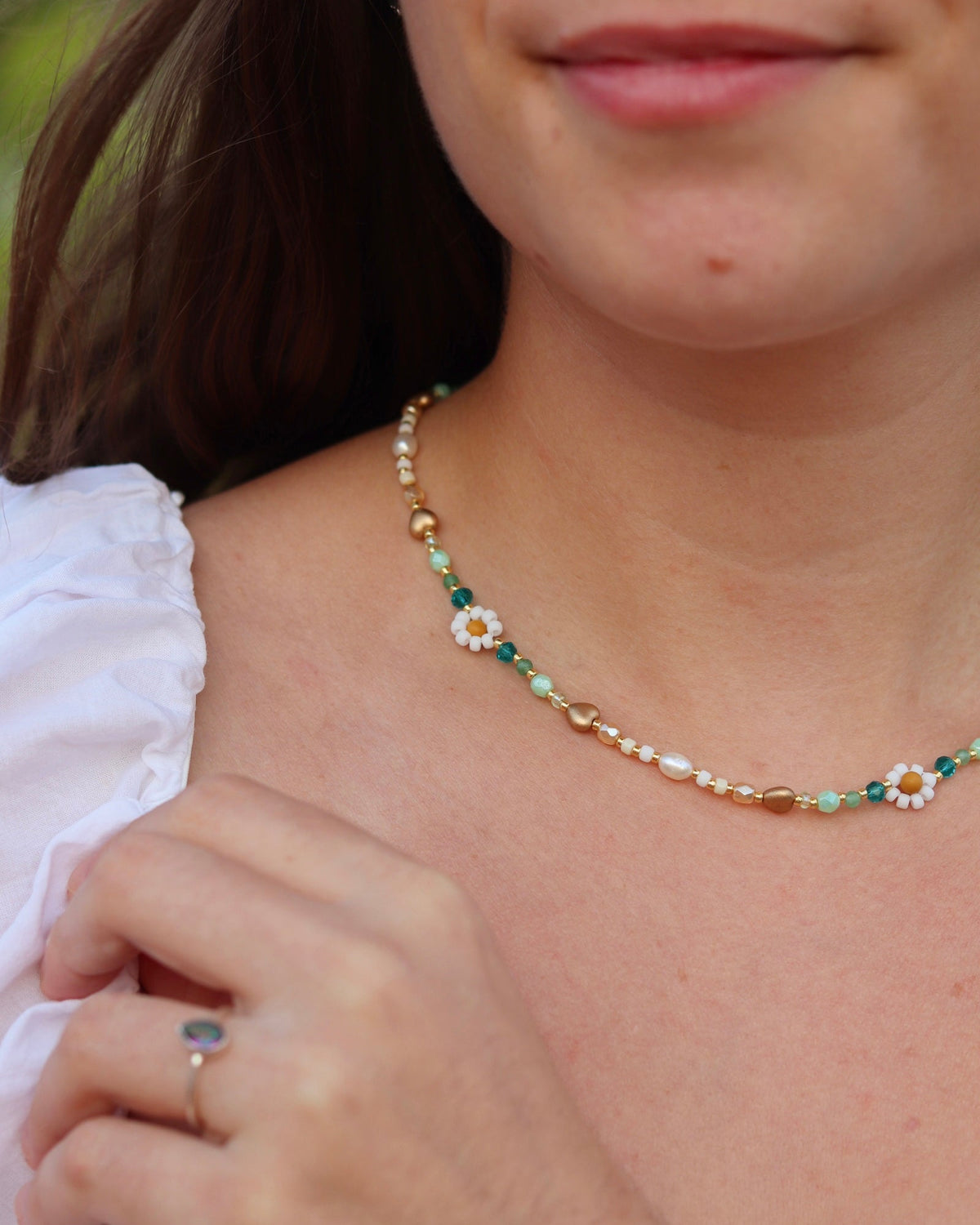 Flower Necklace - Orange / Yellow