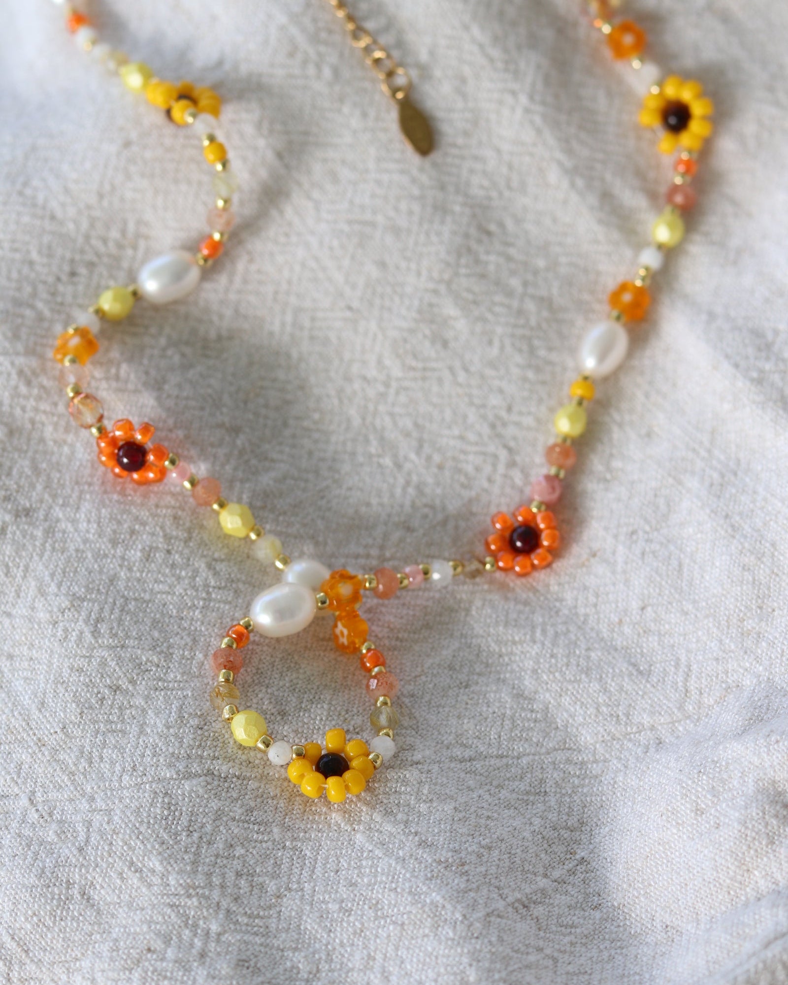 Collier de fleurs - Orange / Jaune
