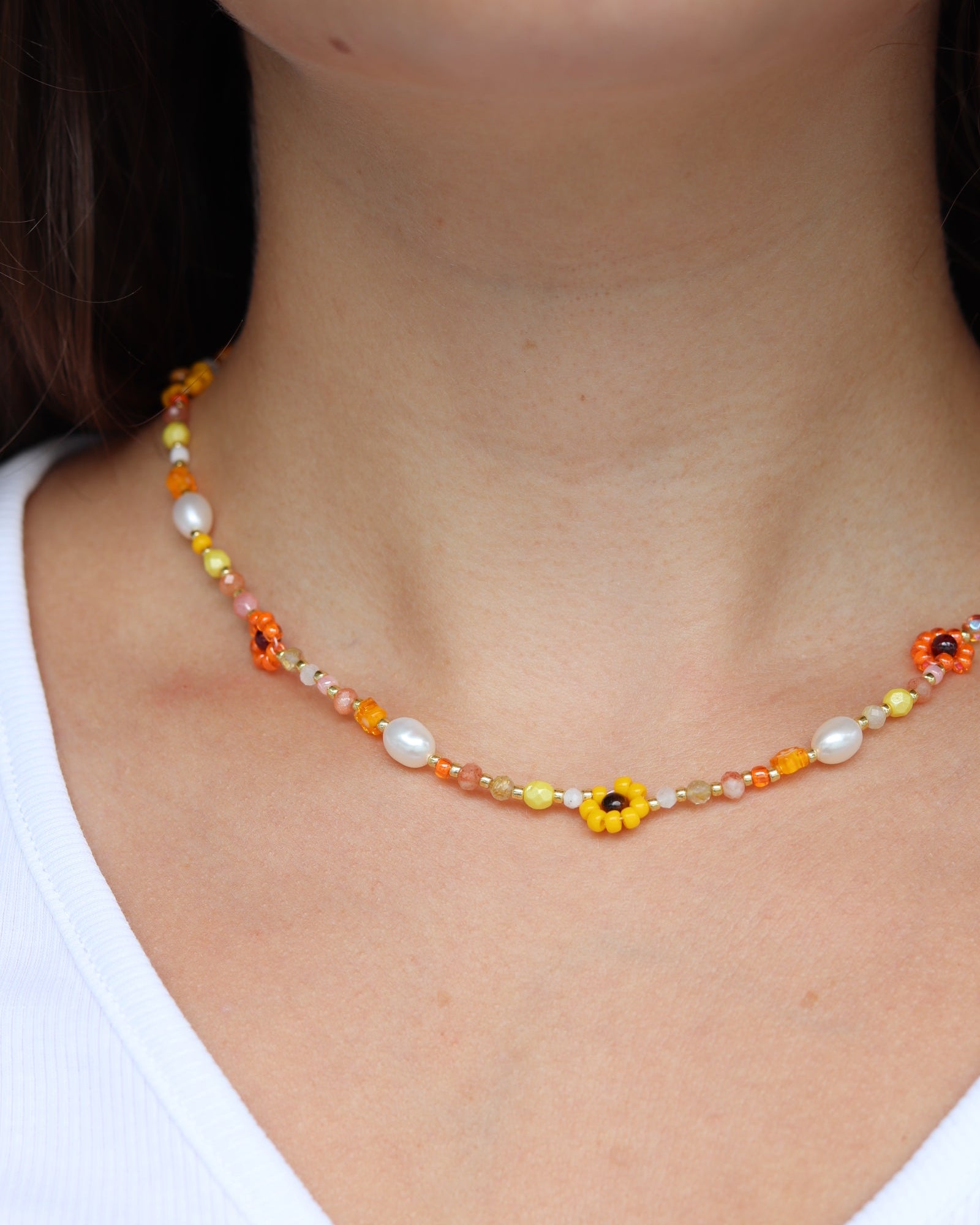 Collier de fleurs - Orange / Jaune
