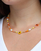 Halskette Fleur - Orange / Gelb