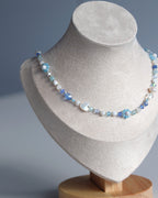 Collier fleurs - Bleu clair