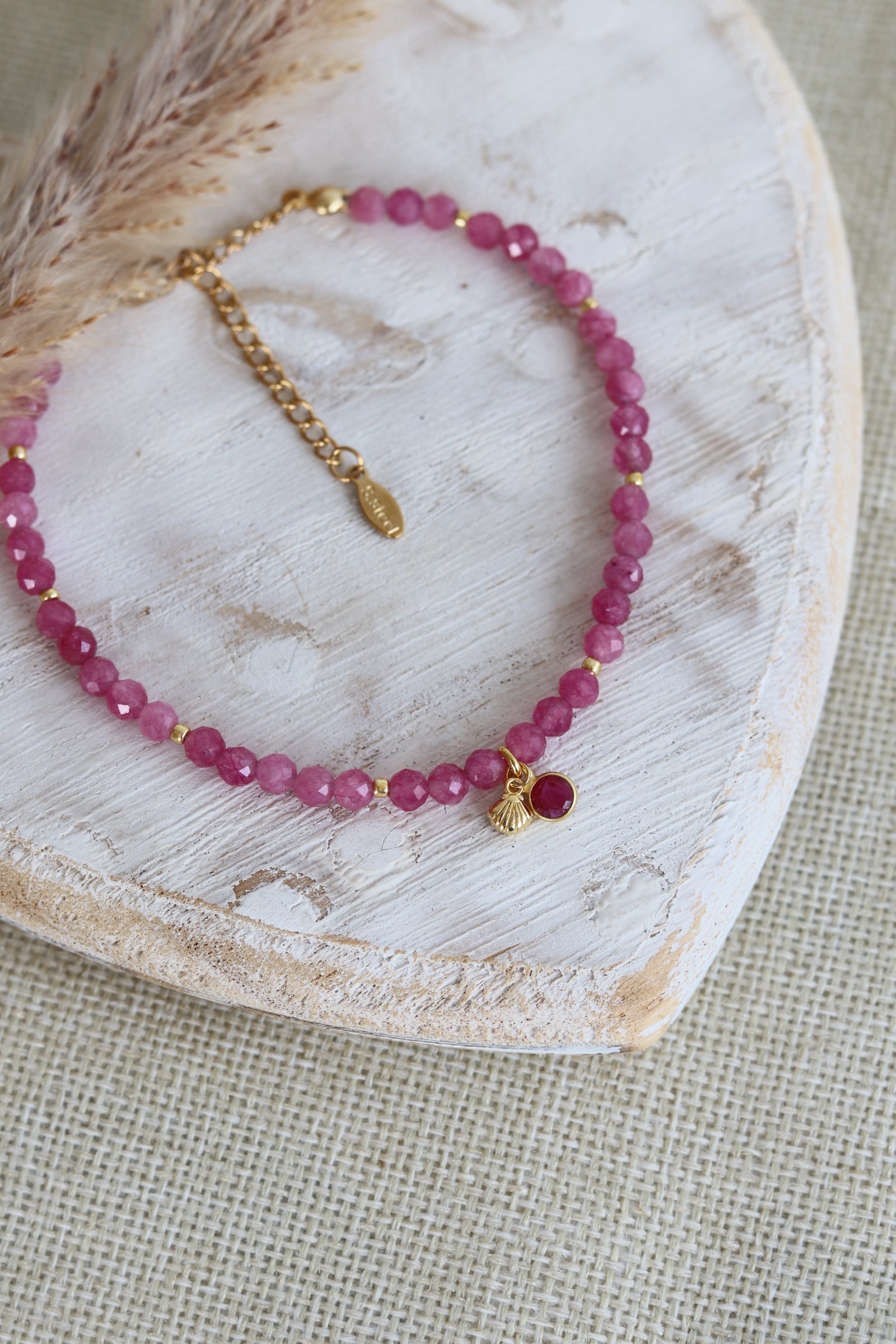 Chaîne de cheville tourmaline rose