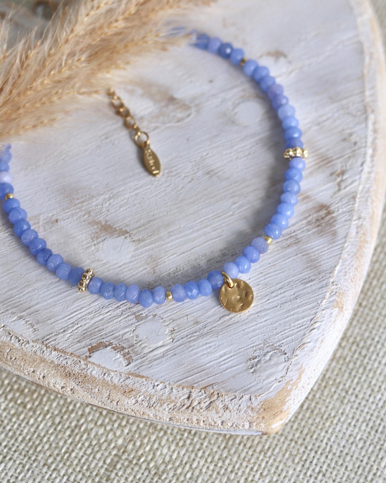 Chaîne de cheville Agate Bleue