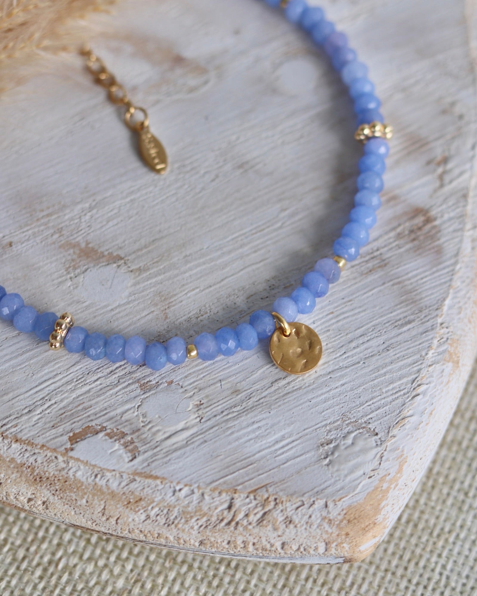 Chaîne de cheville Agate Bleue