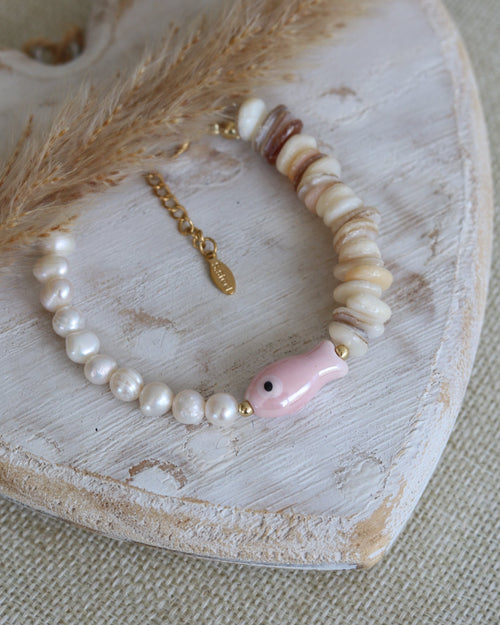 Bracelet poisson / coquillage rose