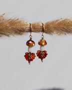 Boucles d'oreilles amanite tue-mouches marron