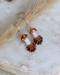 Boucles d'oreilles amanite tue-mouches marron